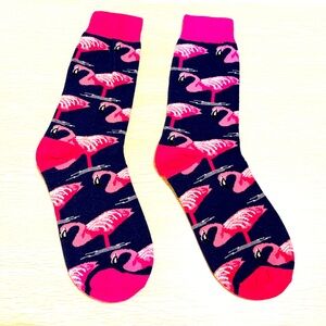 Flamingo Cotton Socks Pink Blue Adults And Teens Unisex One Pair